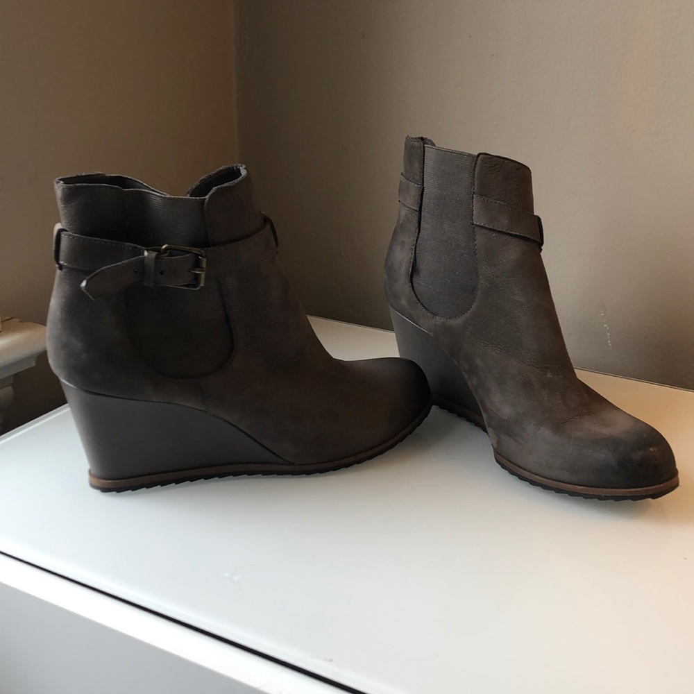 Leather Dark Grey Wedge Boot size 8